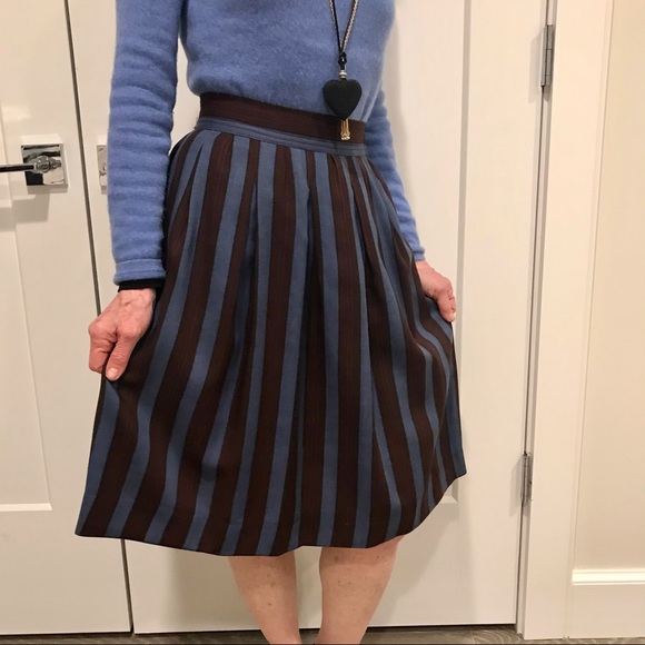 Vintage Yves Saint Laurent multicolor striped pleated wool skirt. Size S. - Picture 7 of 12